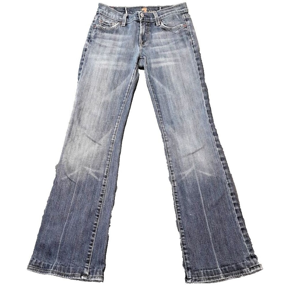 7 For All Mankind Jeans Women Boot Cut Low Rise Medium Wash Stretch USA 27x29